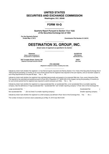 Thumbnail Destination XL 10-Q Quarterly Report FY2014 