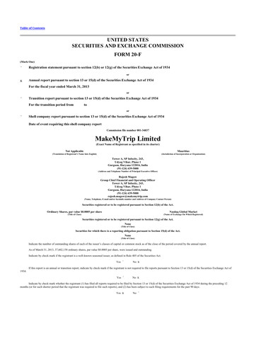 Thumbnail MakeMyTrip
 20-F Annual Report 