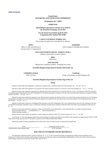 Thumbnail Casey's General Stores
 10-K Annual Report 2013