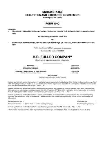 Thumbnail H.B. Fuller
 10-Q Quarterly Report FY 