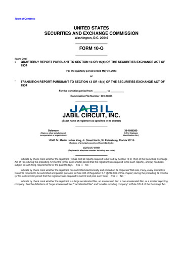 Thumbnail Jabil 10-Q Quarterly Report FY2013 