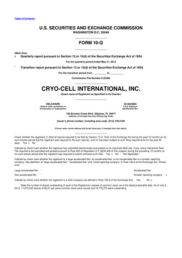 Thumbnail Cryo-Cell International 10-Q Quarterly Report FY2013 
