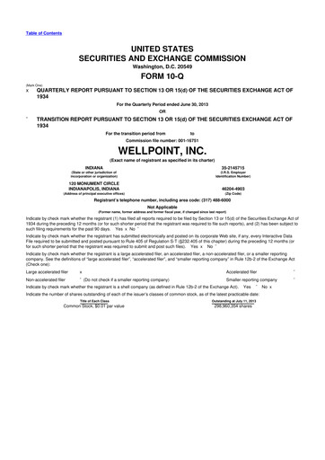 Vorschaubild Elevance Health 10-Q Quartalsbericht 2013 