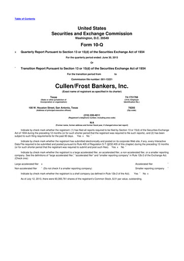 Thumbnail Cullen/Frost Bankers 10-Q Quarterly Report FY2013 
