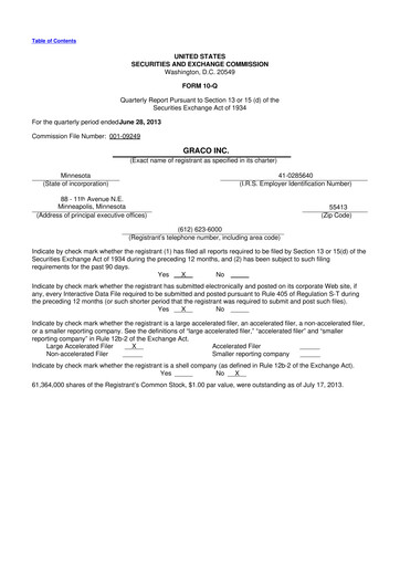 Thumbnail Graco 10-Q Quarterly Report FY2013 