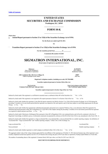 Thumbnail SigmaTron International 10-K Annual Report 2013