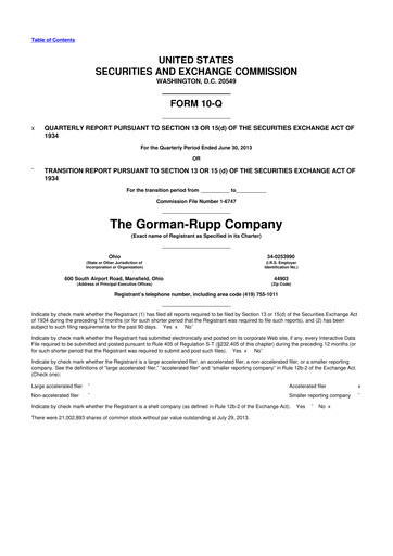 Thumbnail Gorman-Rupp 10-Q Quarterly Report FY2013 