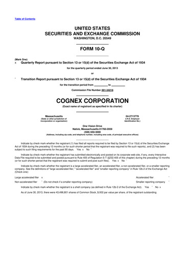 Thumbnail Cognex 10-Q Quarterly Report FY2013 