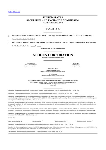 Thumbnail Neogen 10-K Annual Report 2013