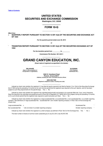Thumbnail Grand Canyon Education 10-Q Quarterly Report FY2013 