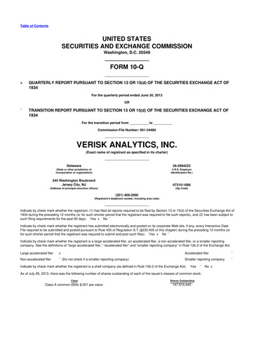 Thumbnail Verisk Analytics 10-Q Quarterly Report FY2013 