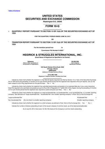 Miniature Heidrick & Struggles

 10-Q Rapport trimestriel 2013 