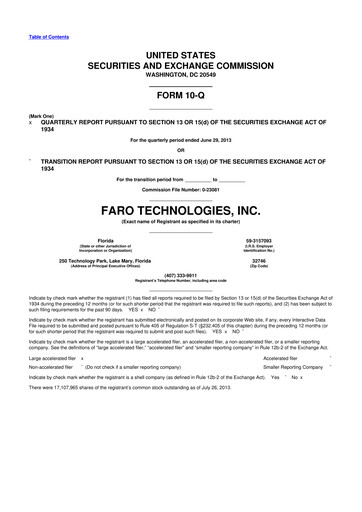 Thumbnail Faro Technologies
 10-Q Quarterly Report FY2013 
