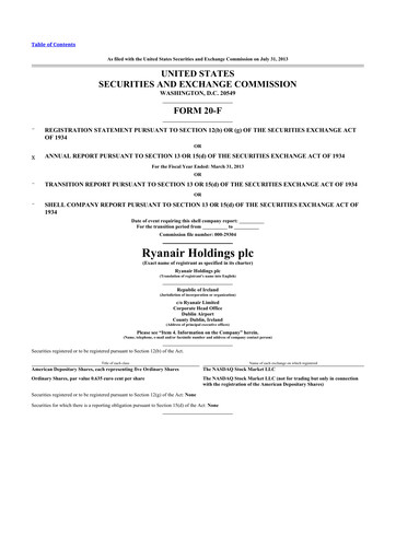 Thumbnail Ryanair 20-F Annual Report 