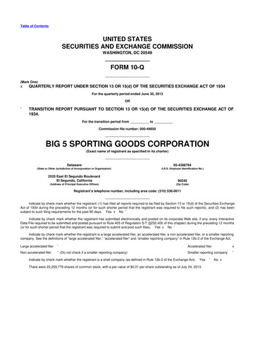 Thumbnail Big 5 Sporting Goods 10-Q Quarterly Report FY2013 