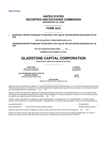 Thumbnail Gladstone Capital Corporation 10-Q Quarterly Report FY 