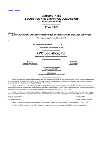 Thumbnail XPO Logistics 10-Q Quarterly Report FY2013 