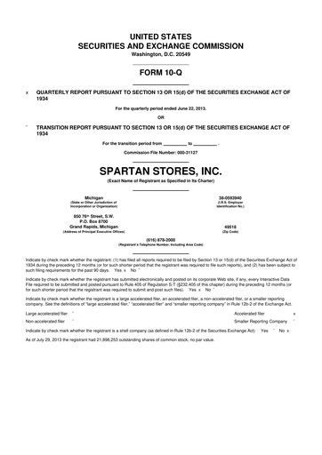Miniature SpartanNash
 10-Q Rapport trimestriel 2013 