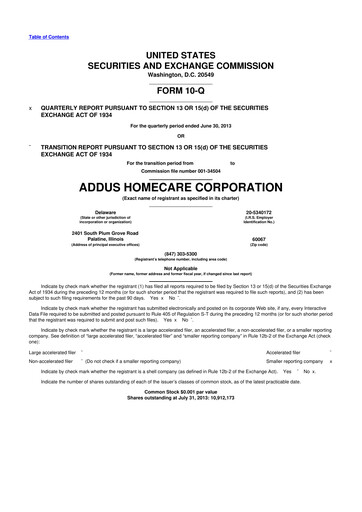 Thumbnail 
Addus HomeCare 10-Q Quarterly Report FY2013 