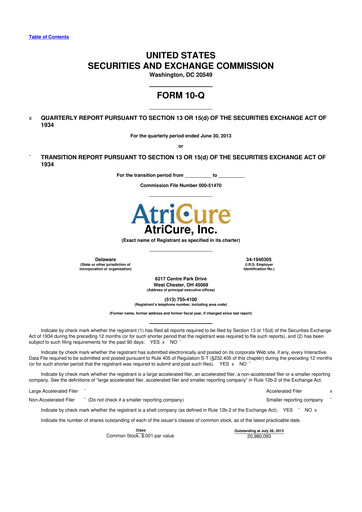 Miniature AtriCure 10-Q Rapport trimestriel 2013 