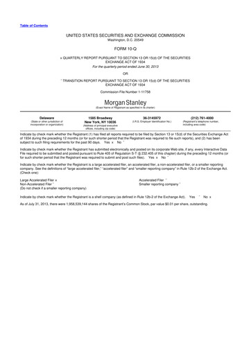 Thumbnail Morgan Stanley 10-Q Quarterly Report FY2013 