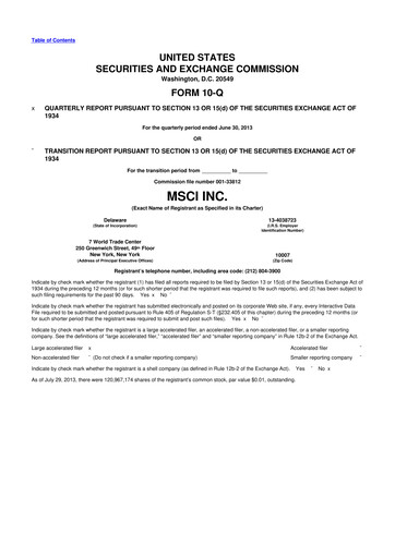 Thumbnail MSCI 10-Q Quarterly Report FY2013 