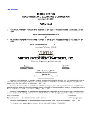 Thumbnail Virtus Investment Partners 10-Q Quarterly Report FY2013 
