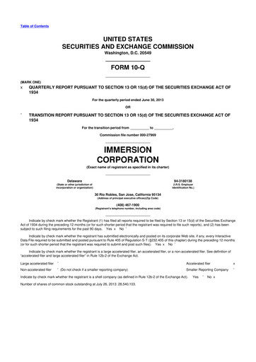Thumbnail Immersion Corporation
 10-Q Quarterly Report FY2013 