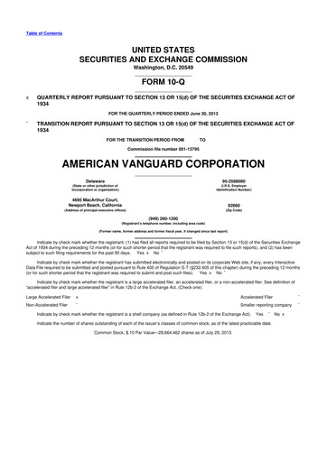 Thumbnail American Vanguard 10-Q Quarterly Report FY 