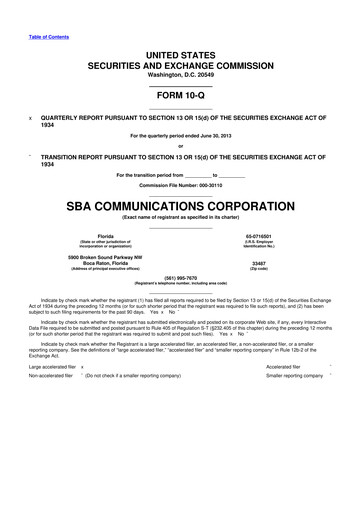 Thumbnail SBA Communications 10-Q Quarterly Report FY2013 