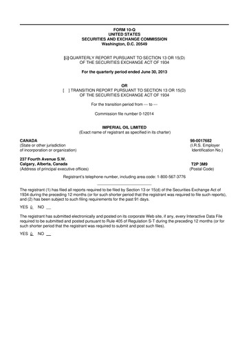 Vorschaubild Imperial Oil
 10-Q Quartalsbericht 2013 