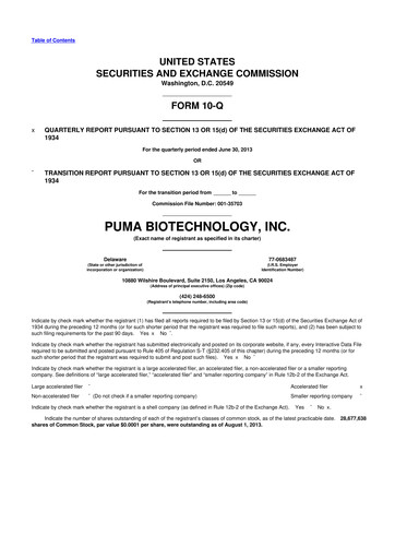 Thumbnail Puma Biotechnology 10-Q Quarterly Report FY2013 