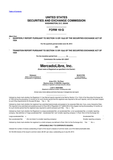 Vorschaubild MercadoLibre 10-Q Quartalsbericht 2013 