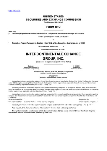Thumbnail Intercontinental Exchange 10-Q Quarterly Report FY2013 