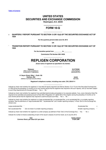 Thumbnail Repligen
 10-Q Quarterly Report FY2013 