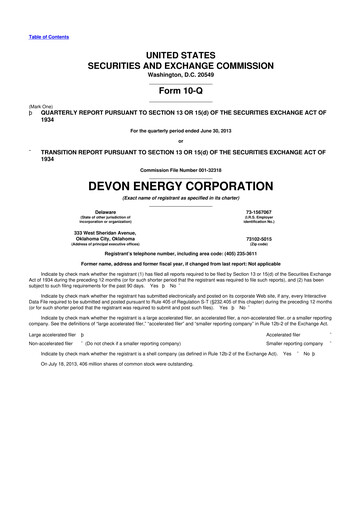 Thumbnail Devon Energy
 10-Q Quarterly Report FY2013 