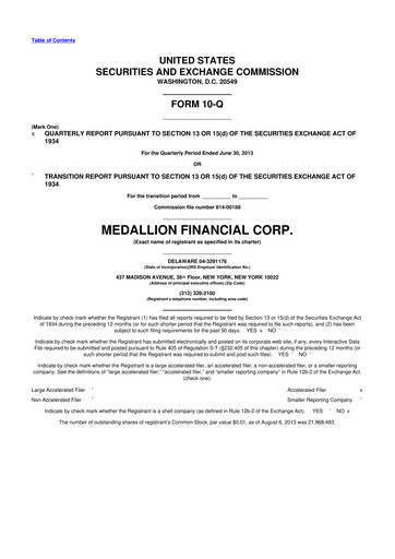 Thumbnail Medallion Financial Corp. 10-Q Quarterly Report FY 