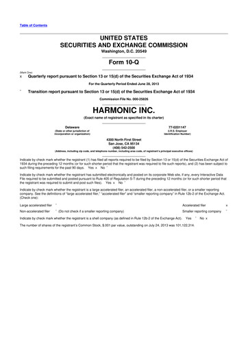 Thumbnail Harmonic Inc. 10-Q Quarterly Report FY2013 