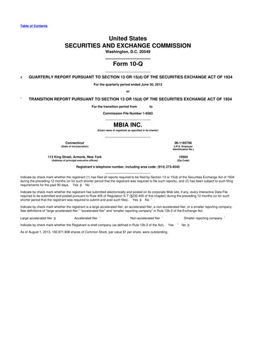 Thumbnail MBIA 10-Q Quarterly Report FY2013 