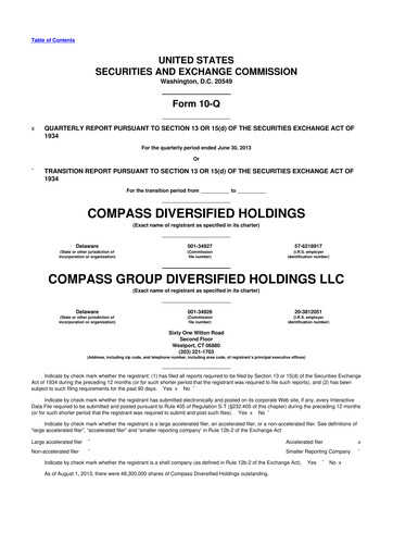 Thumbnail Compass Diversified Holdings 10-Q Quarterly Report FY2013 