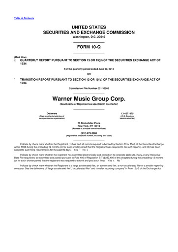 Thumbnail Warner Music Group
 10-Q Quarterly Report FY2013 
