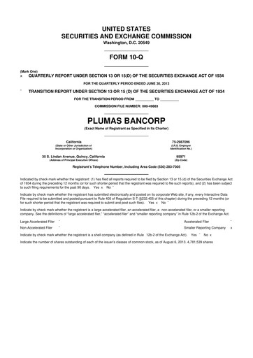 Miniature Plumas Bancorp 10-Q Rapport trimestriel 2013 