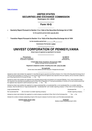 Vorschaubild Univest Financial Corporation 10-Q Quartalsbericht 2013 