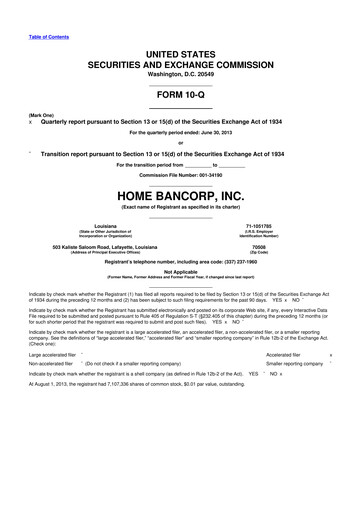 Thumbnail Home Bancorp
 10-Q Quarterly Report FY2013 