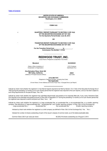 Thumbnail Redwood Trust 10-Q Quarterly Report FY2013 