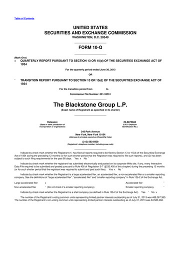 Thumbnail Blackstone Group 10-Q Quarterly Report FY2013 