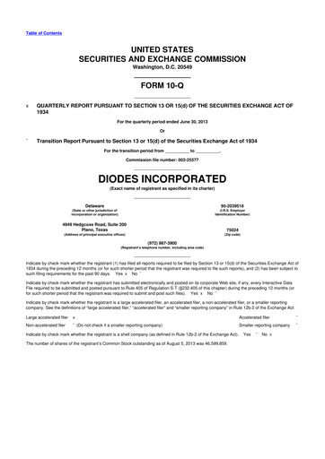 Miniature Diodes Incorporated 10-Q Rapport trimestriel 2013 