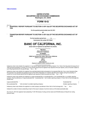 Thumbnail Banc of California 10-Q Quarterly Report FY2013 