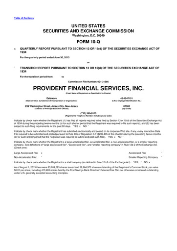 Thumbnail Provident Financial Services 10-Q Quarterly Report FY2013 