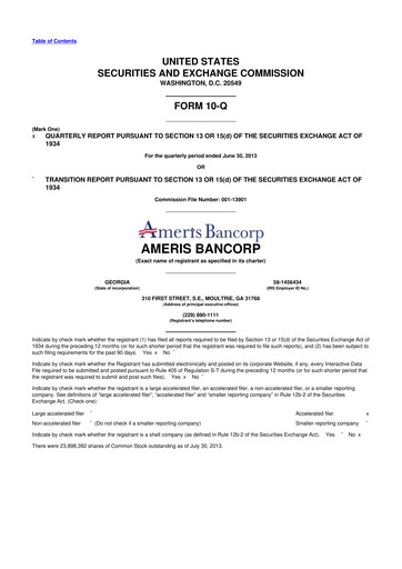 Miniature Ameris Bancorp
 10-Q Rapport trimestriel 2013 